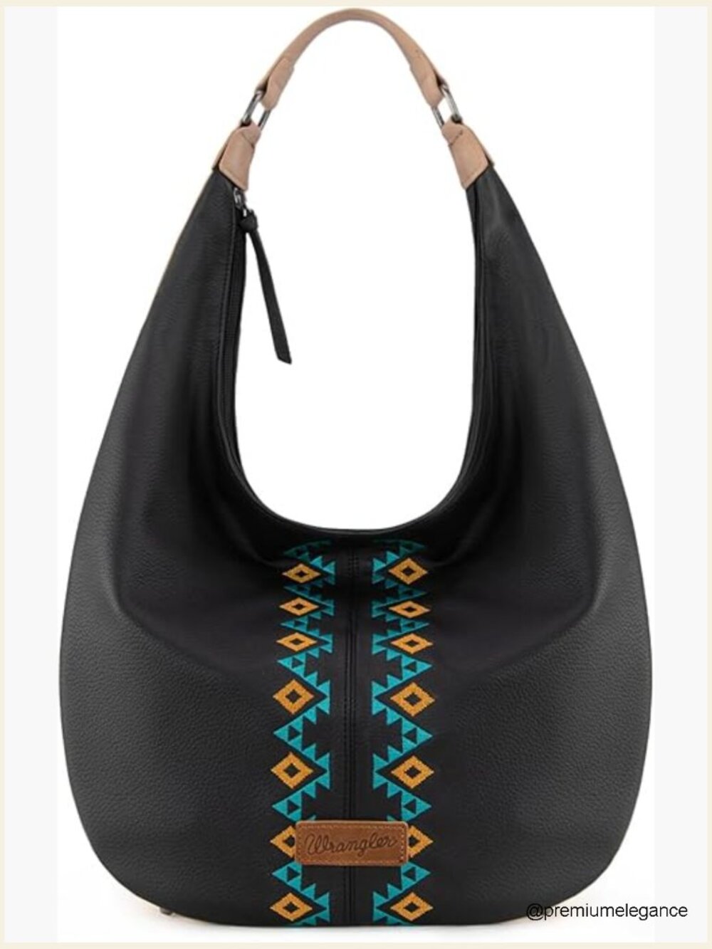 Large Western Aztec Embroidery Hobo Bag Zipper Shoulder Bag - Picture 1 of 7